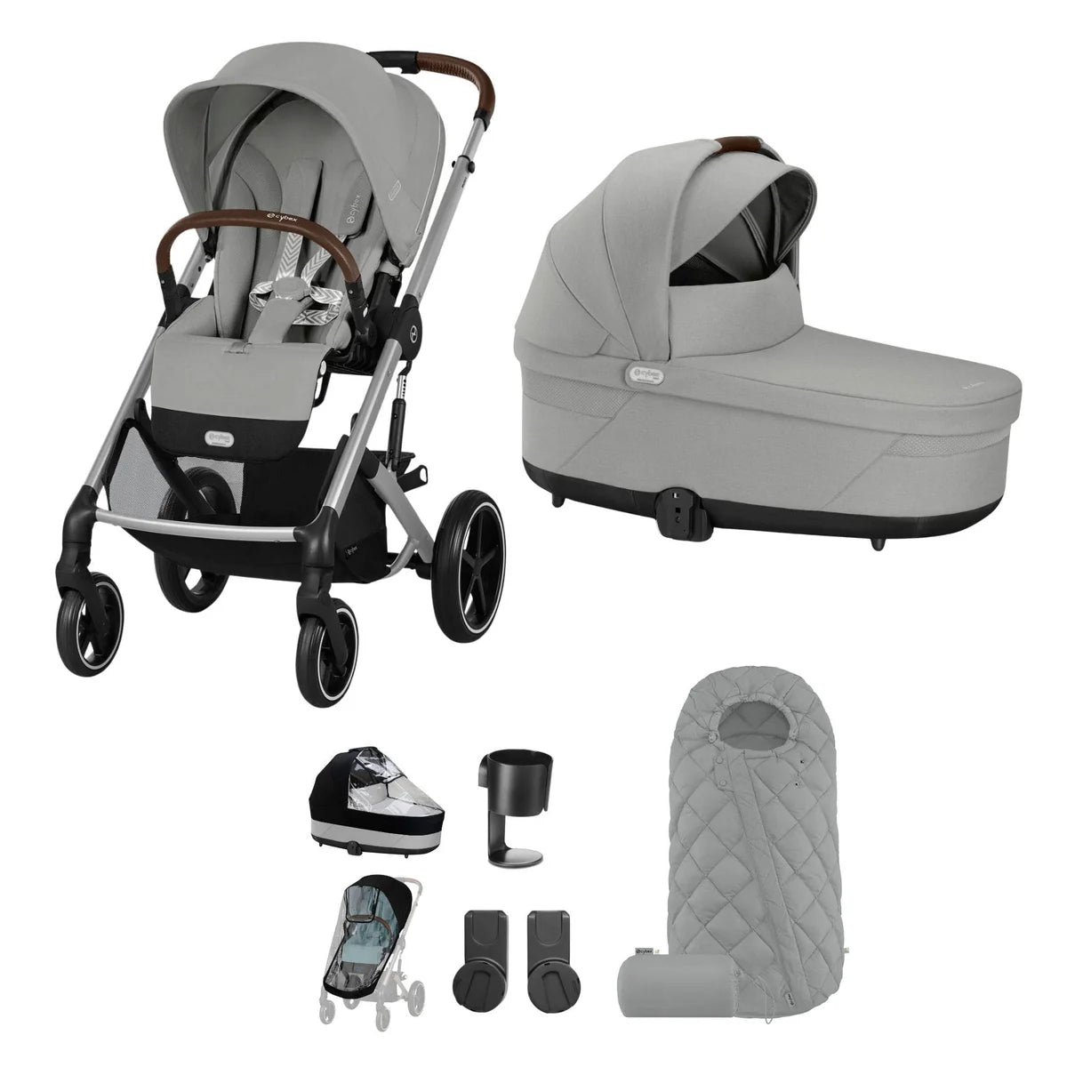Cybex Balios S Lux Essentials Bundle with Snogga Footmuff - Lava Grey