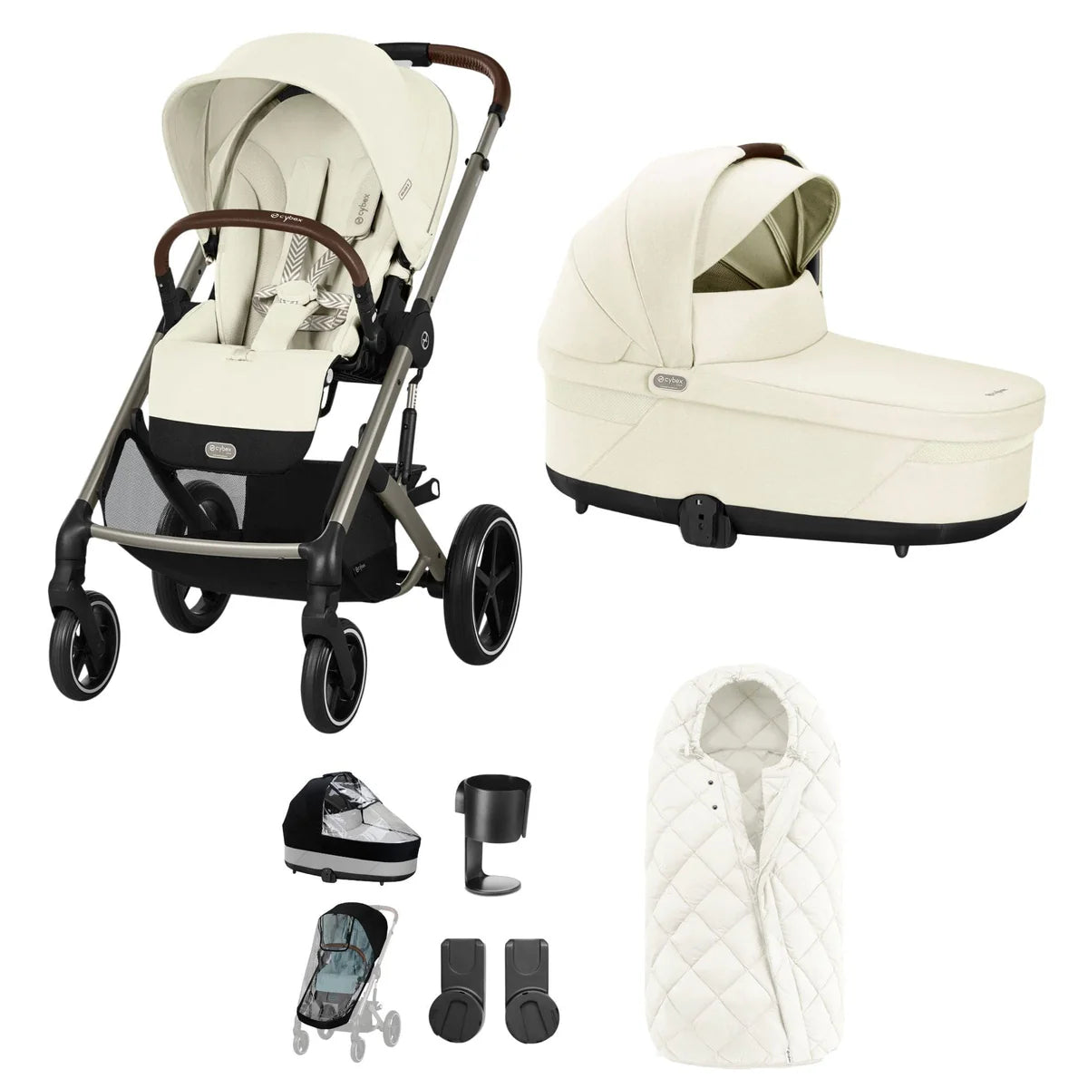Cybex Balios S Lux Essentials Bundle with Snogga Footmuff - Seashell Beige