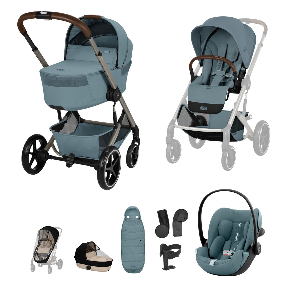 Cybex Balios 2026 inc Foldable Carrycot Travel System Bundle - Stormy Blue 1