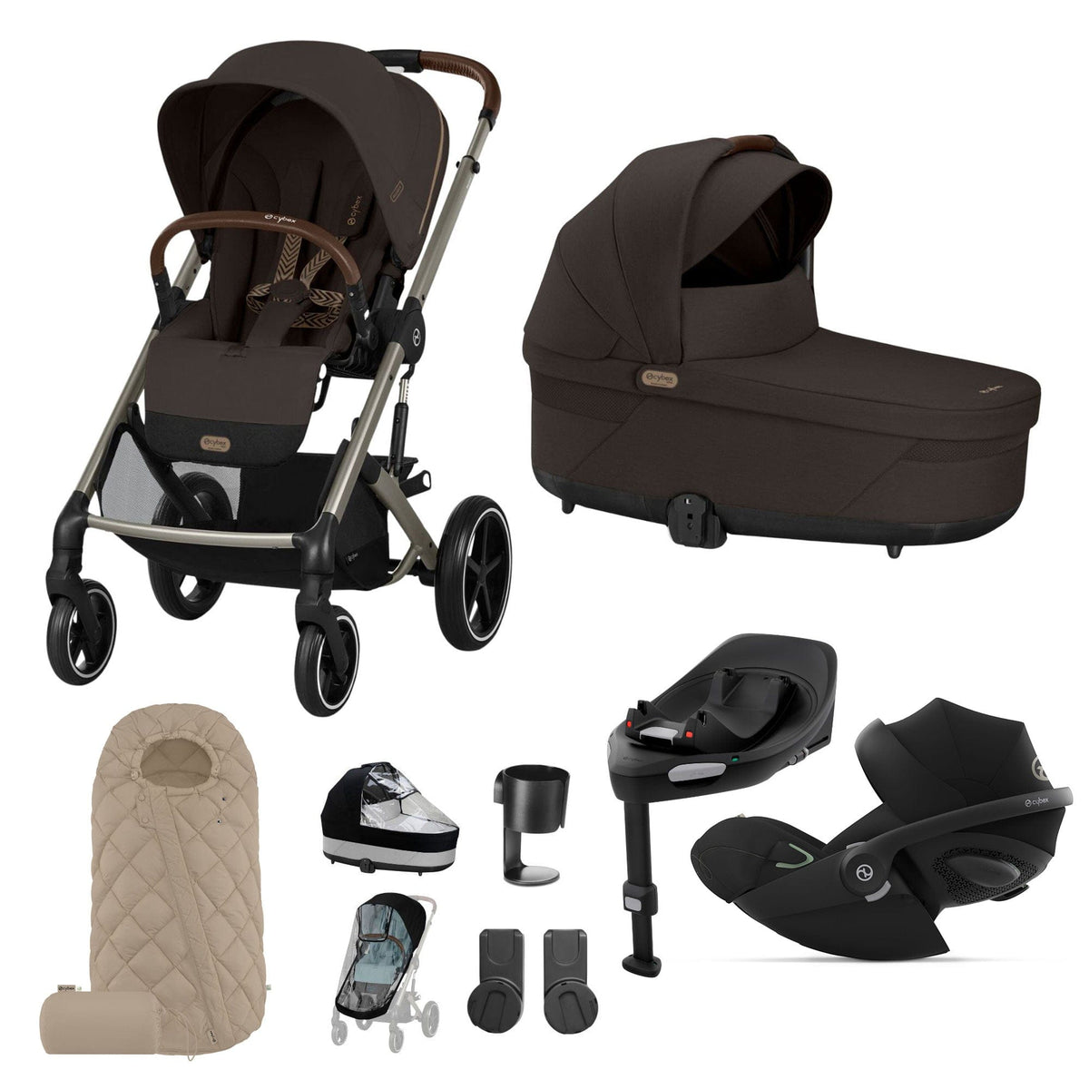 Cybex Balios S Lux Travel System with Cloud G & ISOFIX Base - Chocolate Brown