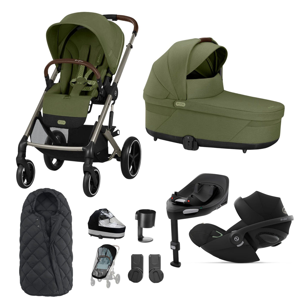 Cybex Balios S Lux Travel System with Cloud G & ISOFIX Base - Moss Green