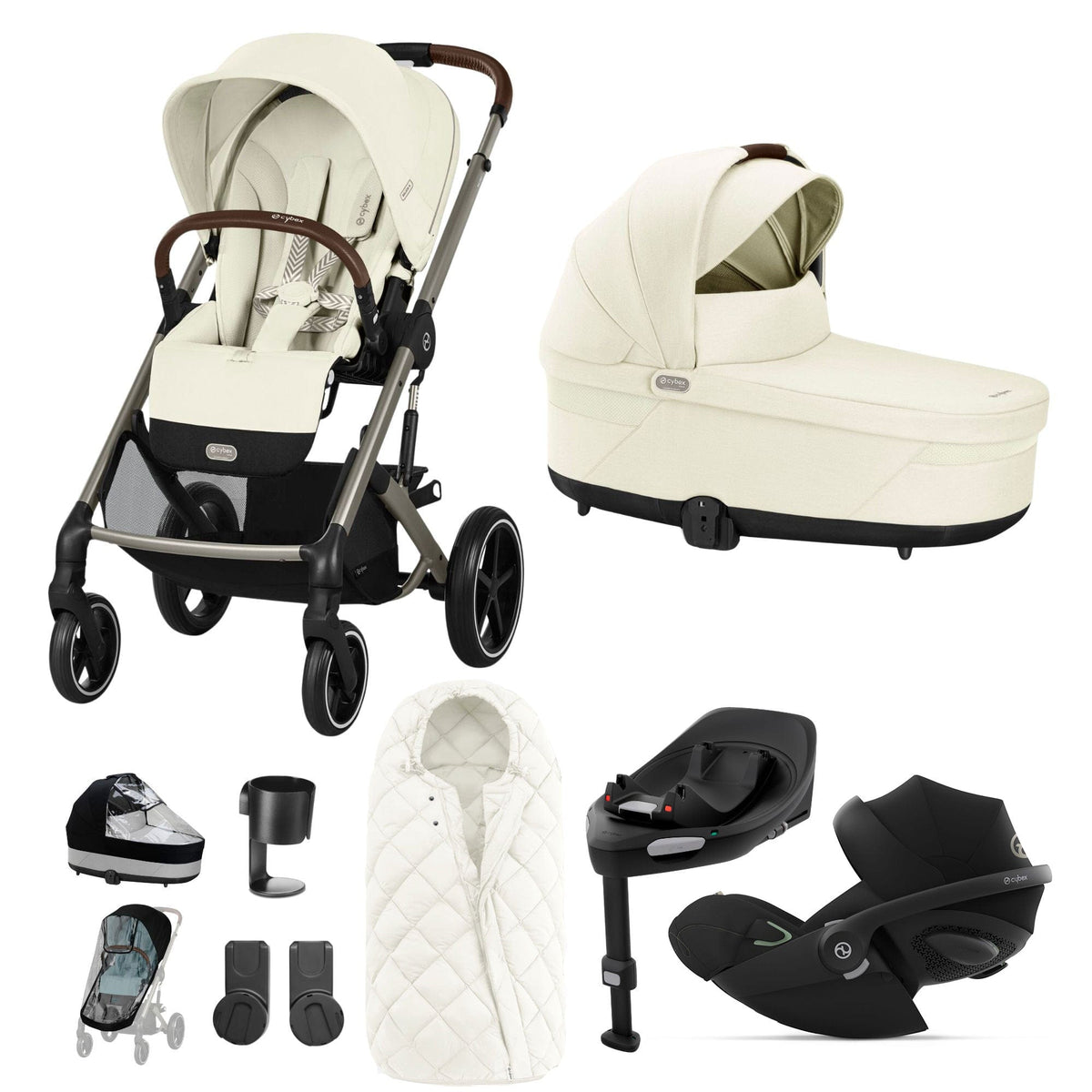 Cybex Balios S Lux Travel System with Cloud G & ISOFIX Base - Seashell Beige
