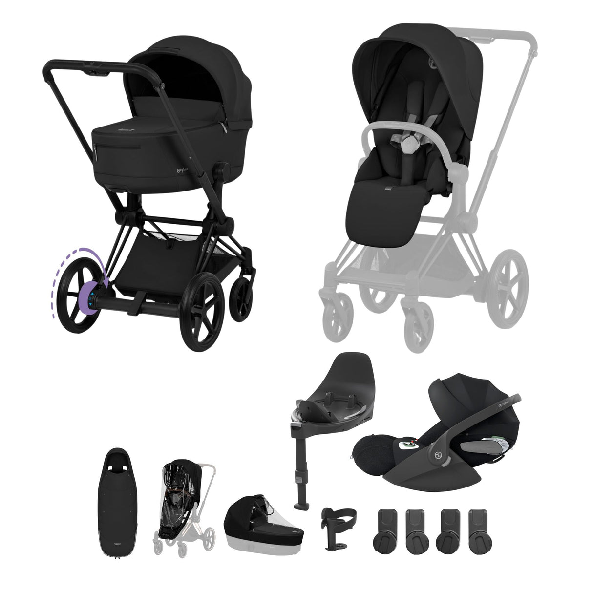 Cybex ePriam 2026 Ultimate Accessory Bundle with Cloud T & ISOFIX Base - Matt Black/Sepia Black