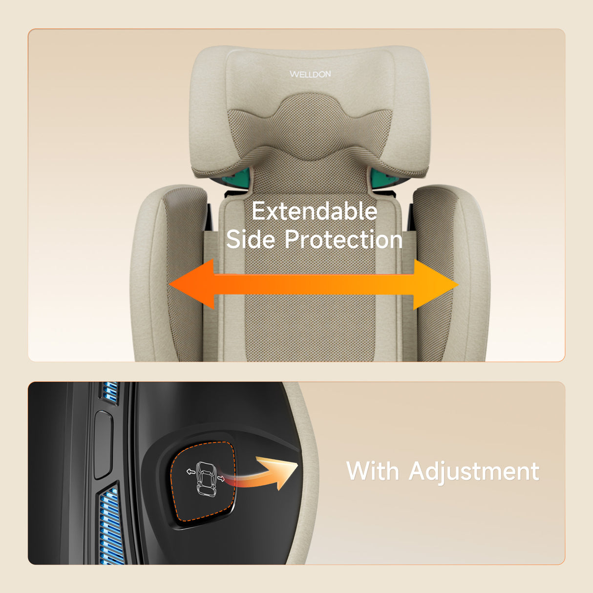 Welldon Cocoon Travel 2 High Back Booster - Sahara