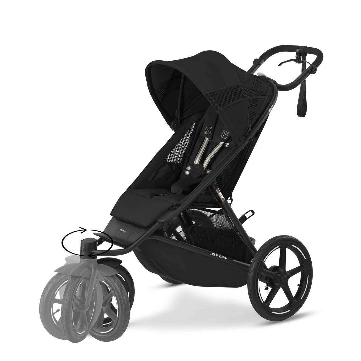 Cybex Avi Spin Pushchair Bundle with Accessories - Moon Black