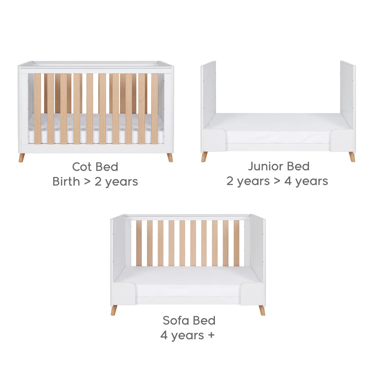 Tutti Bambini Fika Mini 2 Piece Nursery Furniture Set with Cot Bed & Dresser - White & Light Oak