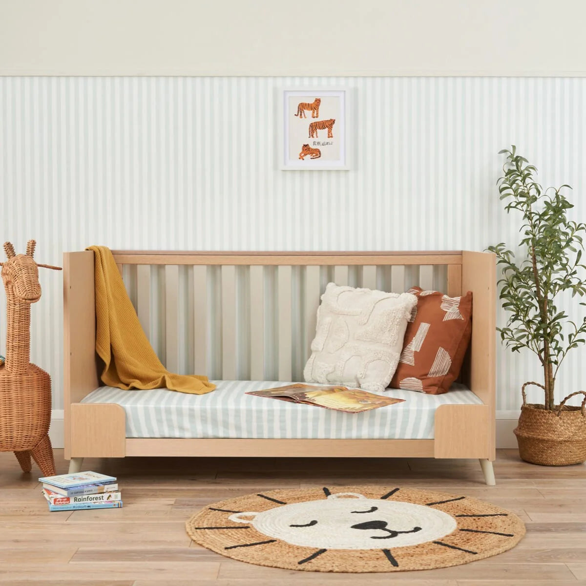 Tutti Bambini Fika 2 Piece Nursery Furniture Set with Cot Bed & Dresser - White Sand & Light Oak