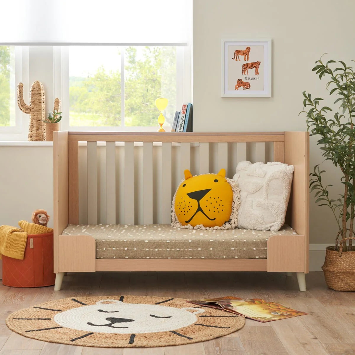 Tutti Bambini Fika Mini 2 Piece Nursery Furniture Set with Cot Bed & Dresser - White Sand & Light Oak