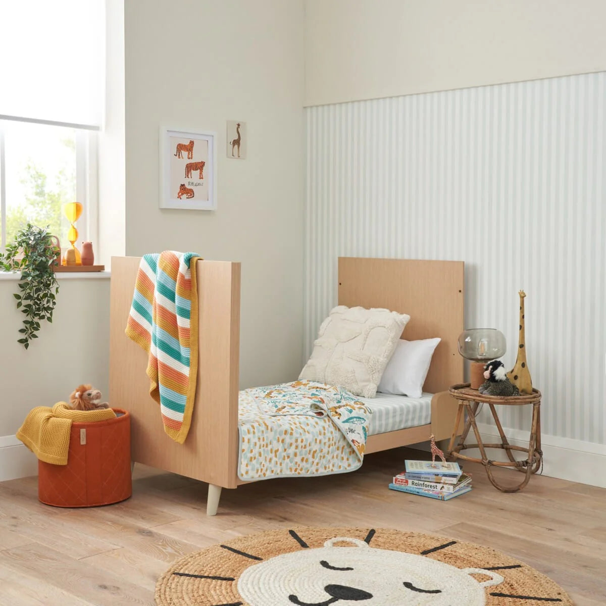 Tutti Bambini Fika Mini 2 Piece Nursery Furniture Set with Cot Bed & Dresser - White Sand & Light Oak