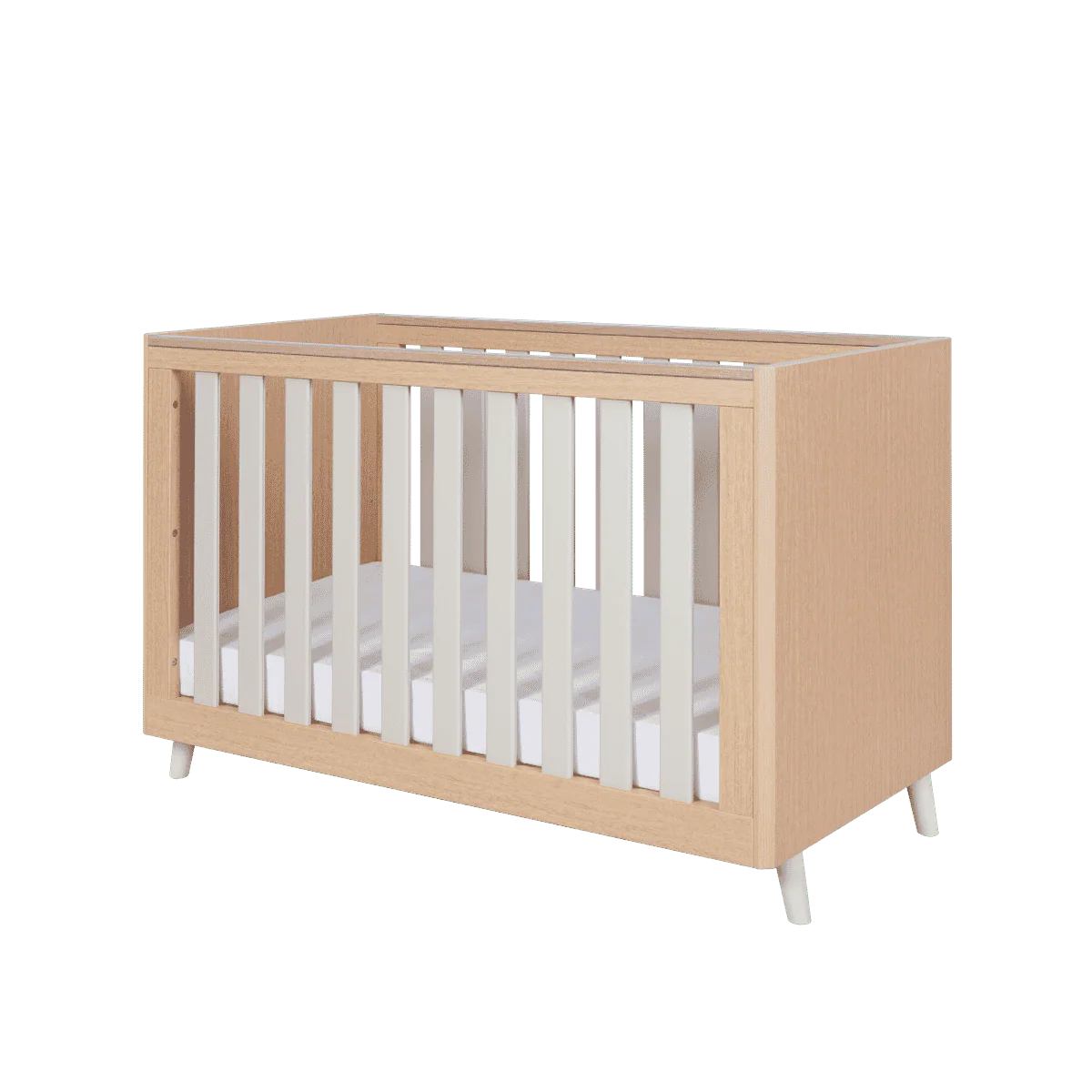 Tutti Bambini Fika Mini 2 Piece Nursery Furniture Set with Cot Bed & Dresser - White Sand & Light Oak