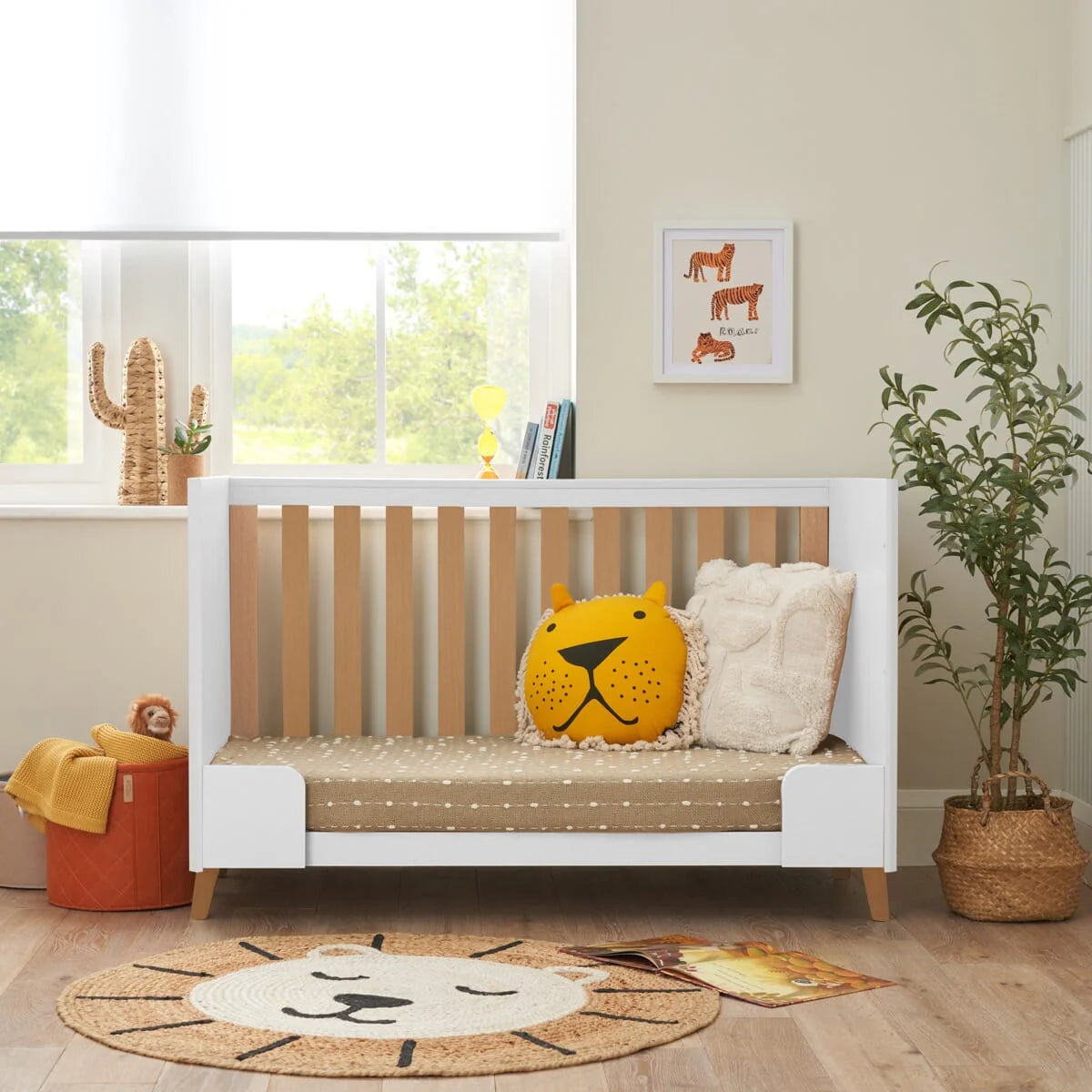 Tutti Bambini Fika Mini 2 Piece Nursery Furniture Set with Cot Bed & Dresser - White & Light Oak