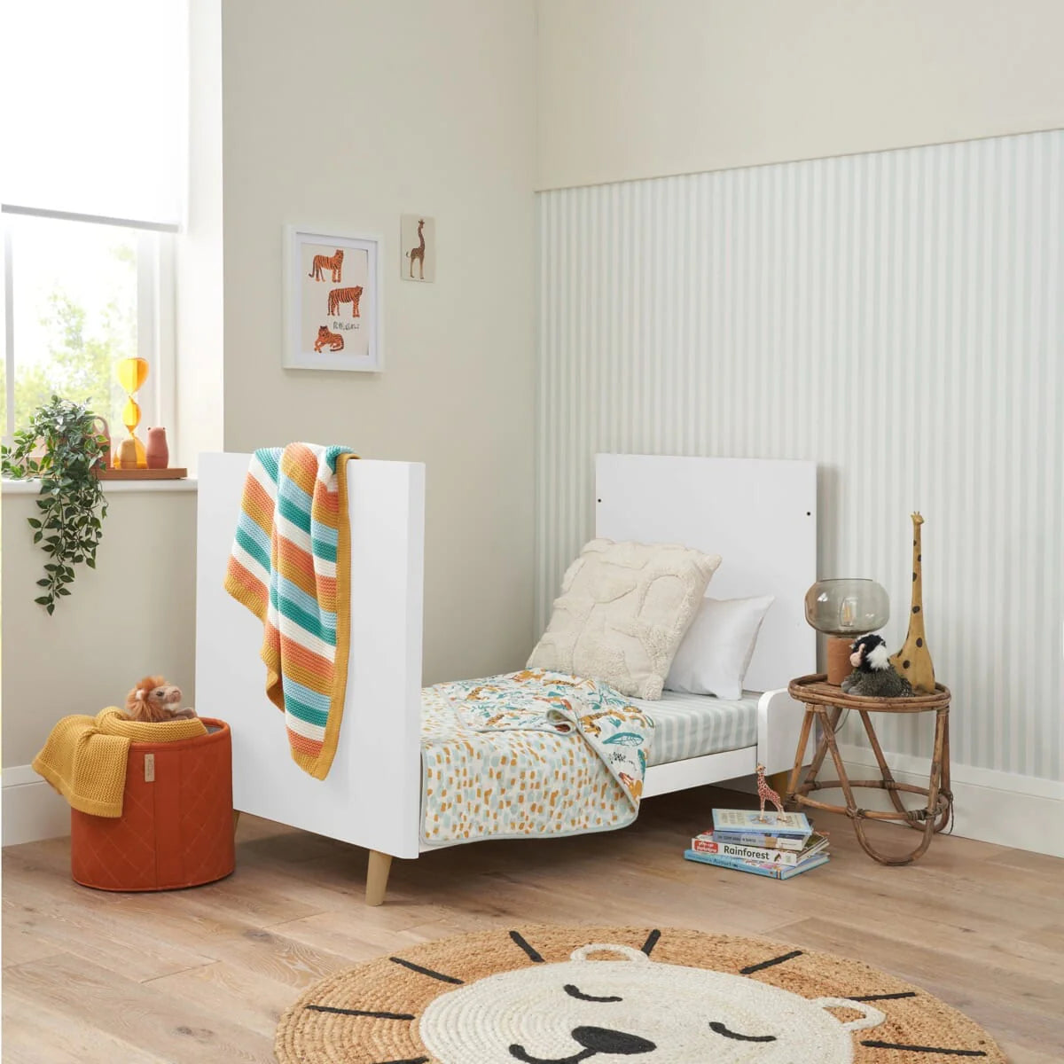 Tutti Bambini Fika Mini 2 Piece Nursery Furniture Set with Cot Bed & Dresser - White & Light Oak