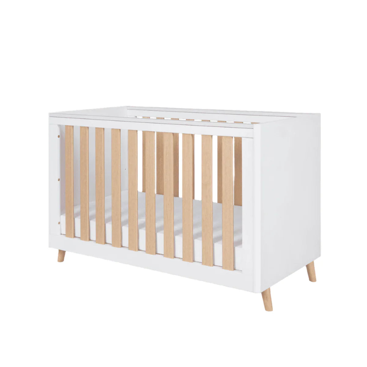 Tutti Bambini Fika Mini 2 Piece Nursery Furniture Set with Cot Bed & Dresser - White & Light Oak