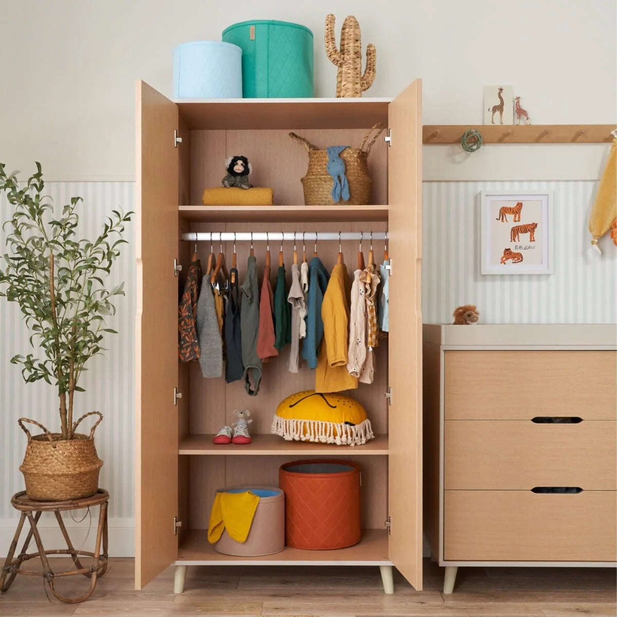 Tutti Bambini Fika Wardrobe - White Sand & Light Oak