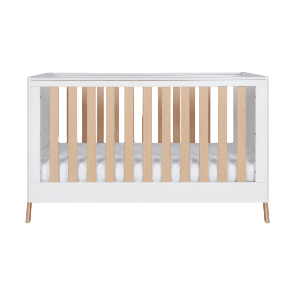 Tutti Bambini Fuori 3 Piece Nursery Furniture Set with Cot Bed, Dresser & Wardrobe - White / Light Oak