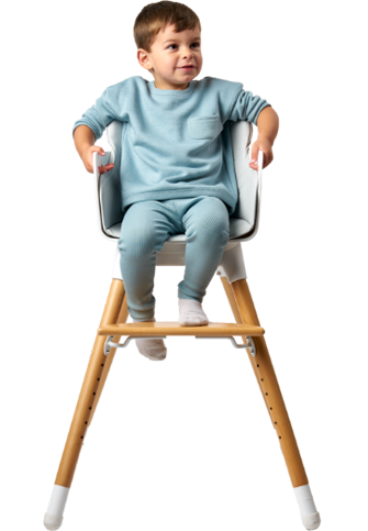 Bababing Una Highchair - White & Grey Wood