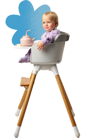 Bababing Una Highchair - White & Grey Wood