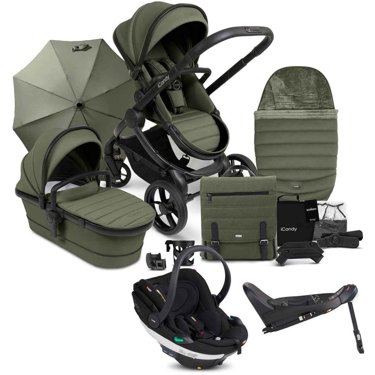 iCandy Peach 7 Complete Travel System with BeSafe Go Beyond and ISOFIX Base - Ivy