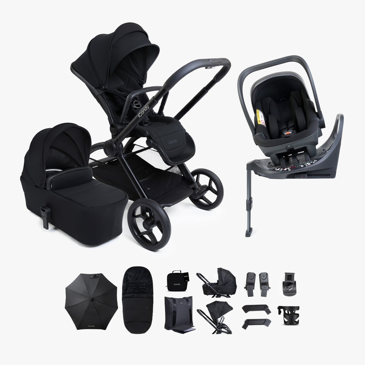 iCandy Core 2 Travel System with Cocoon 360 Car Seat and ISOFIX Base - Black