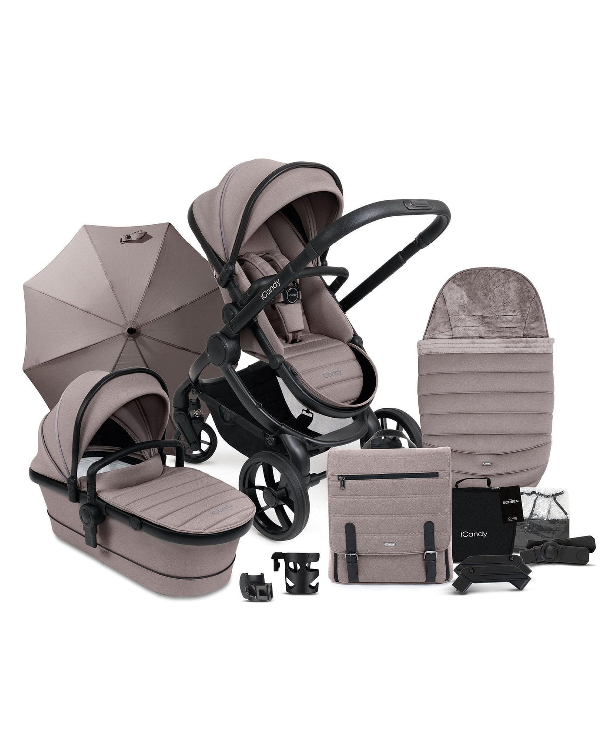 iCandy Peach 7 Complete Travel System with Cybex Cloud T and ISOFIX Base - Porcini