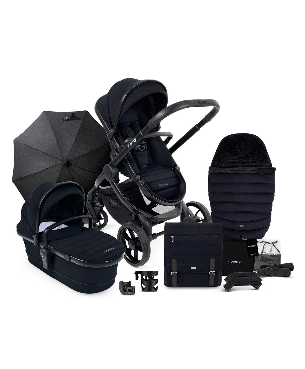iCandy Peach 7 Complete Travel System with Maxi Cosi Pebble Pro 2 and ISOFIX Base - Black Edition