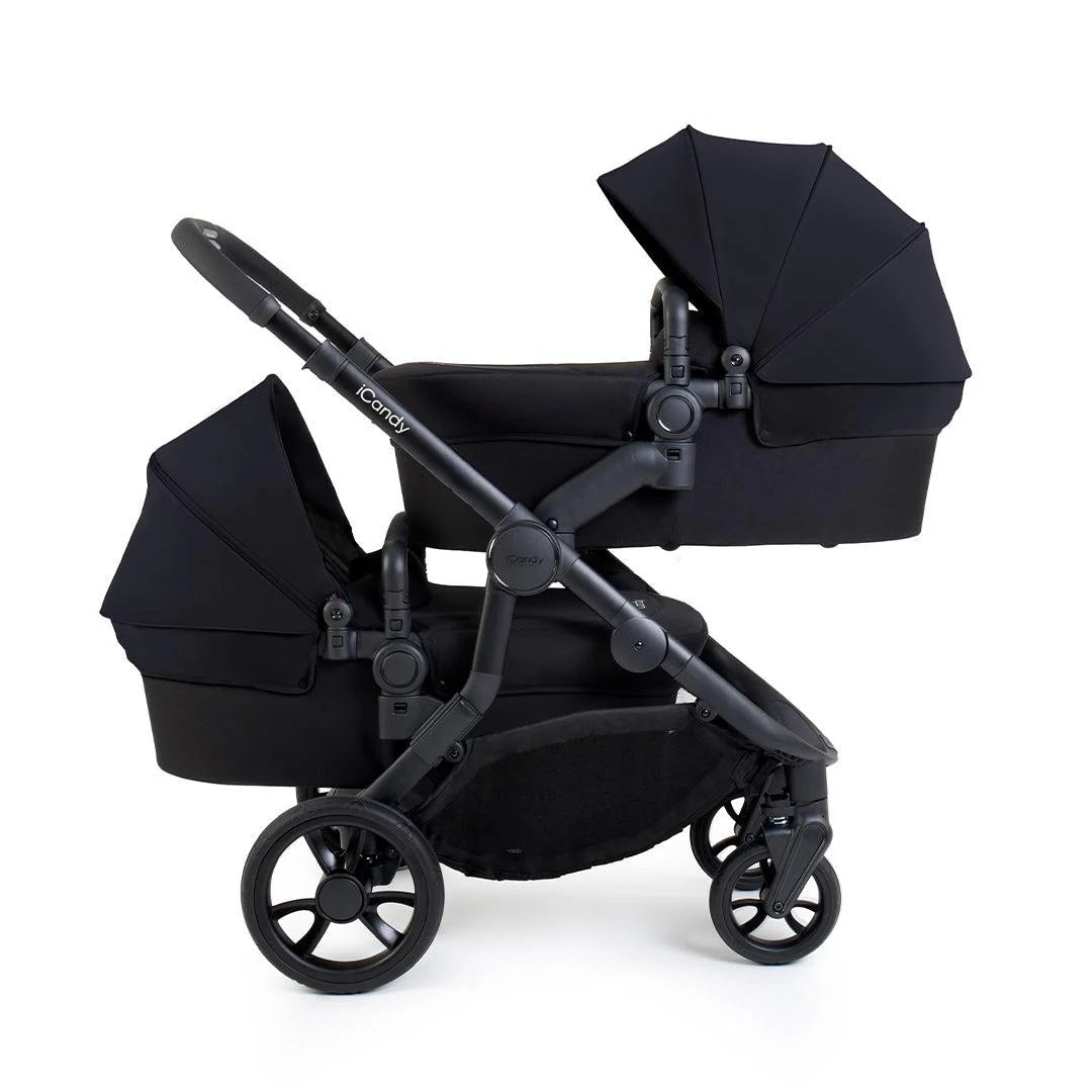 iCandy Orange 4 Complete Twin Pushchair Bundle with Accessories - Black Edition