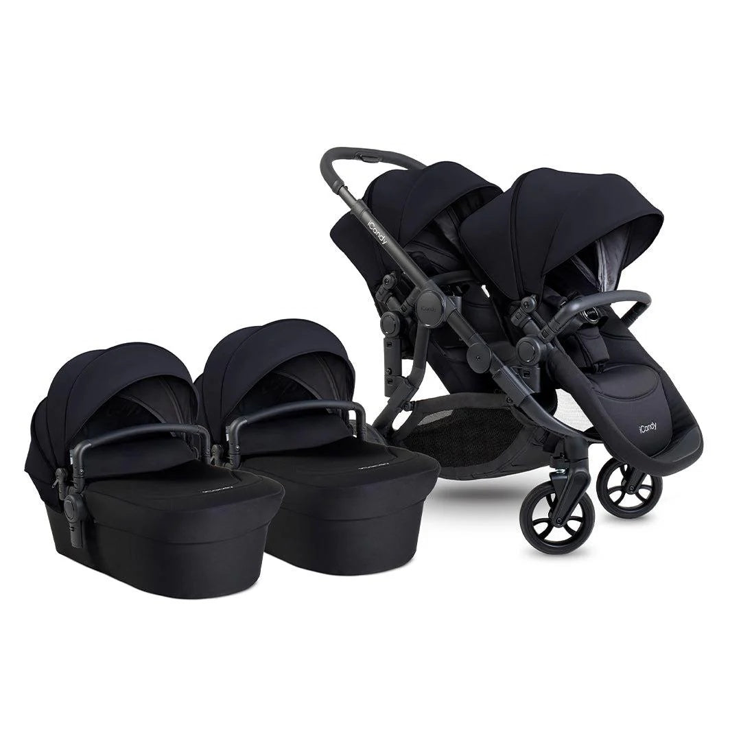 iCandy Orange 4 Complete Twin Pushchair Bundle with Accessories - Black Edition