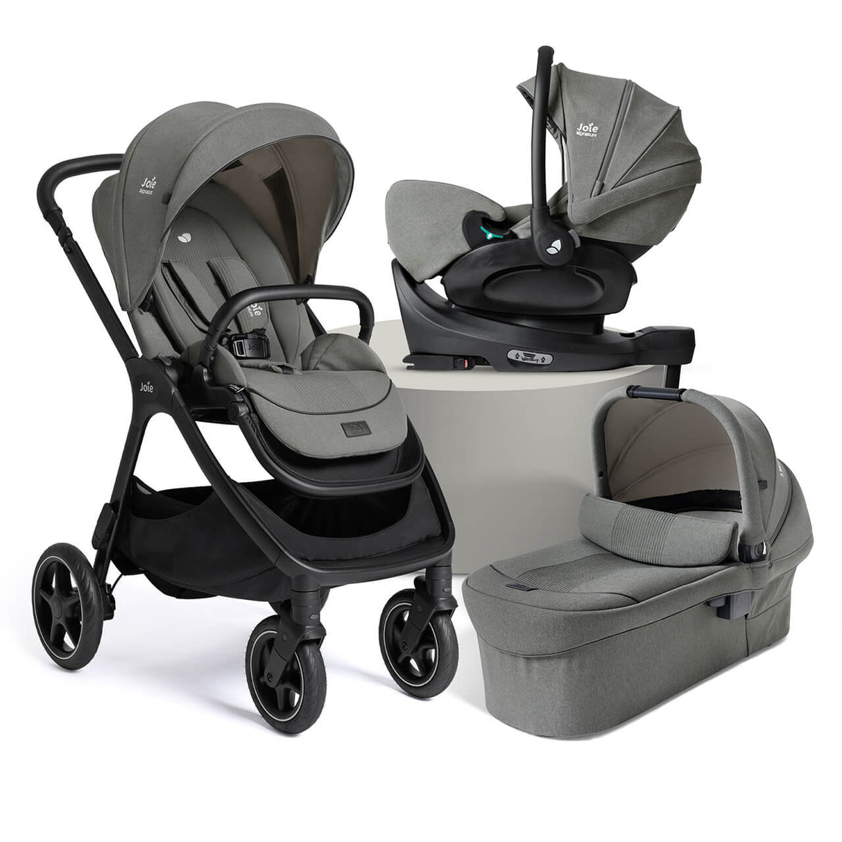 Joie Finiti Flex Travel Ready Bundle with i-Level Pro Car Seat and ISOFIX Base - Evergreen