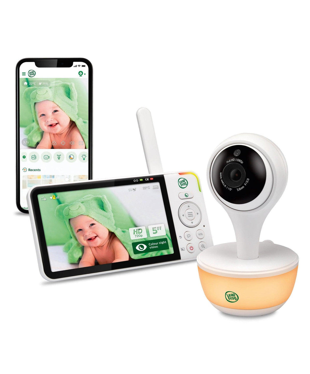 LeapFrog LF815HD 5″ Smart Video Baby Monitor with Colour Night Vision