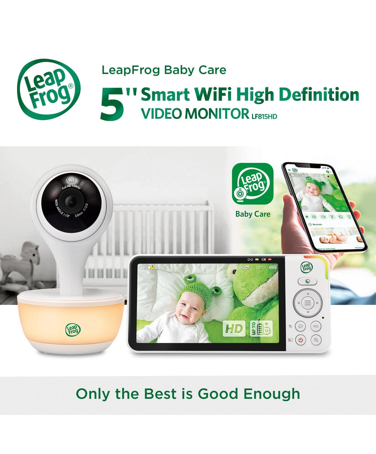 LeapFrog LF815HD 5″ Smart Video Baby Monitor with Colour Night Vision