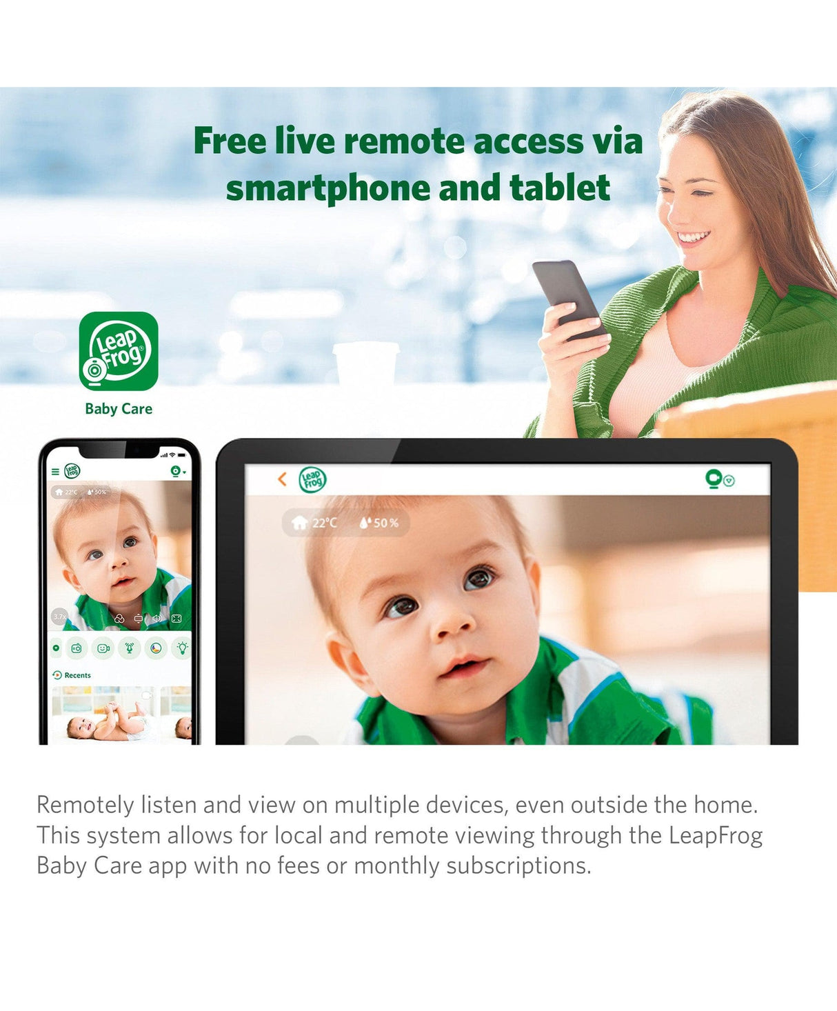 LeapFrog LF815HD 5″ Smart Video Baby Monitor with Colour Night Vision