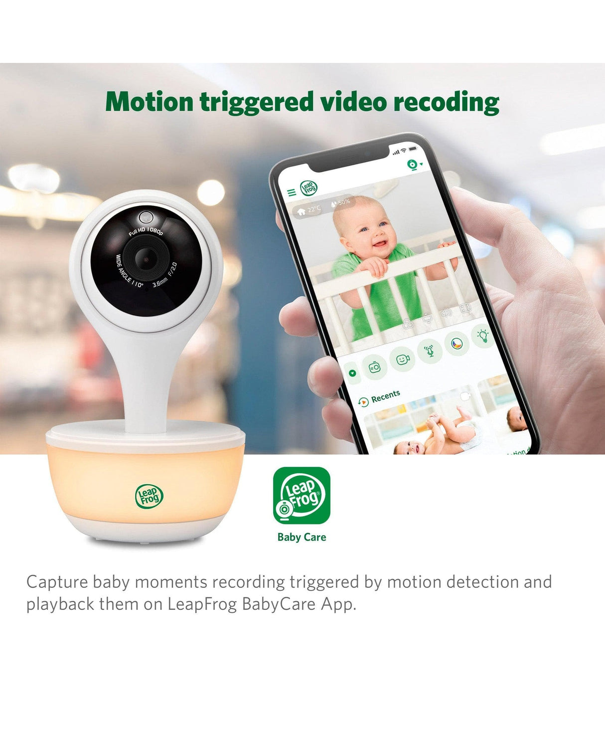 LeapFrog LF815HD 5″ Smart Video Baby Monitor with Colour Night Vision