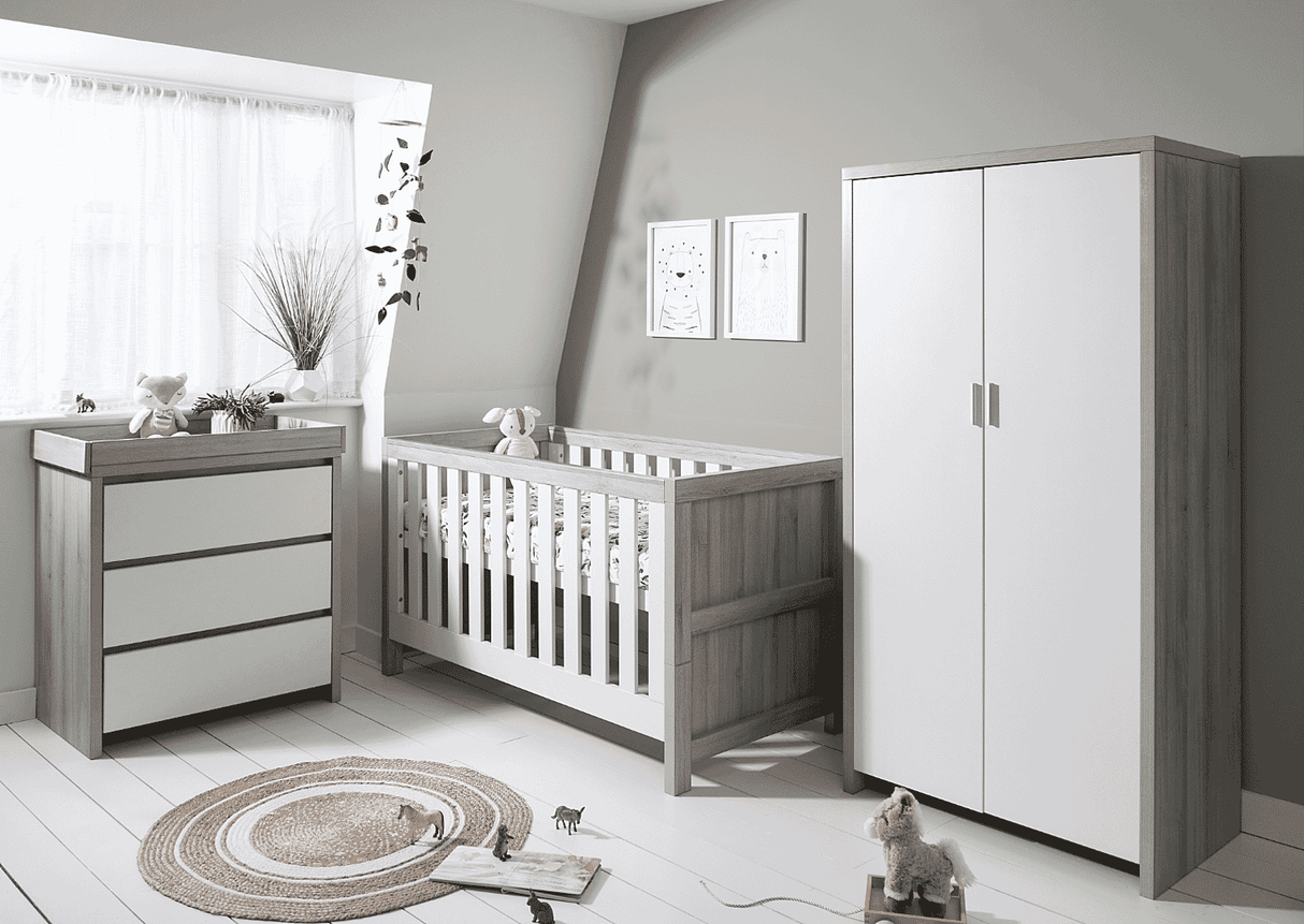 Tutti Bambini Modena Double Nursery Wardrobe – Grey Ash / White