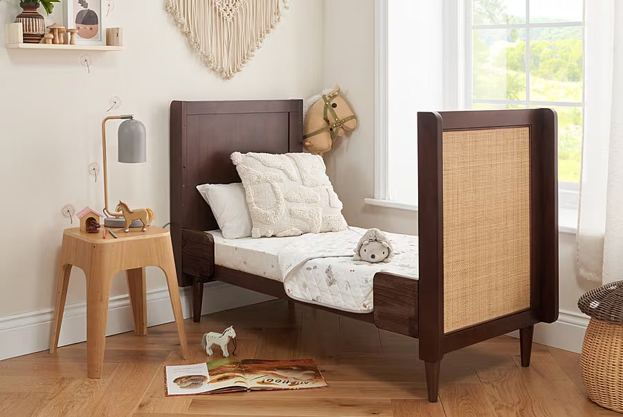 Tutti Bambini Japandi Mini Cot Bed - Warm Walnut