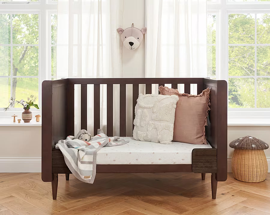 Tutti Bambini Japandi Mini Cot Bed - Warm Walnut
