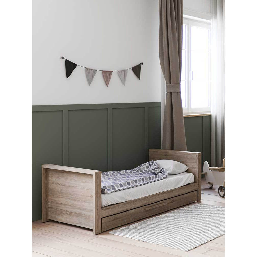 Little Acorns Ellesmere 3 Piece Nursery Furniture Set with Cot Bed, Under Drawer, Dresser and Wardrobe - Truffle Oak