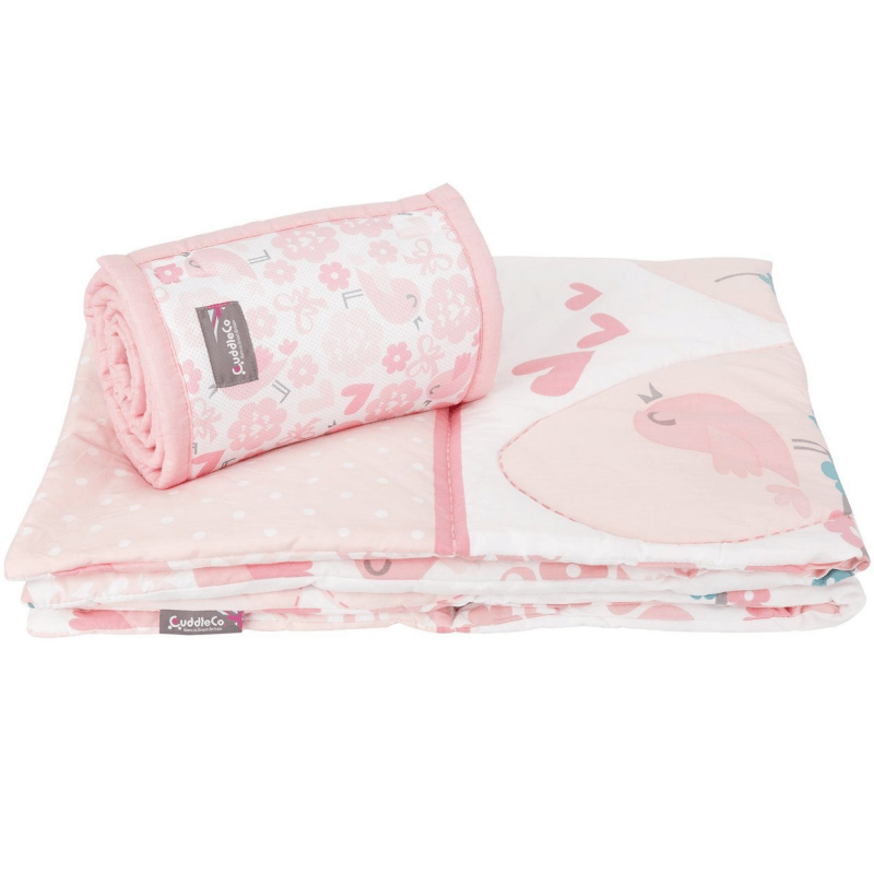 CuddleCo Comfi Dreams 2 Piece Cot / Cot Bed Bedding Set – Love Birds
