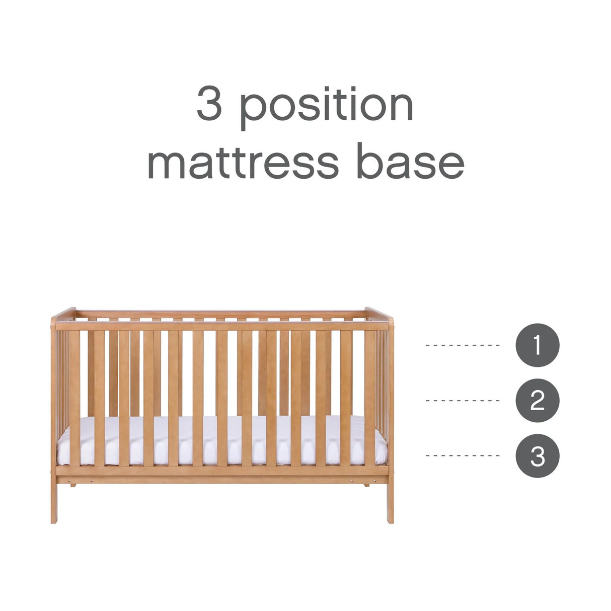 Tutti Bambini Rio 3 Piece Nursery Furniture Set with Malmo Cot Bed - Dove Grey & Honey Oak