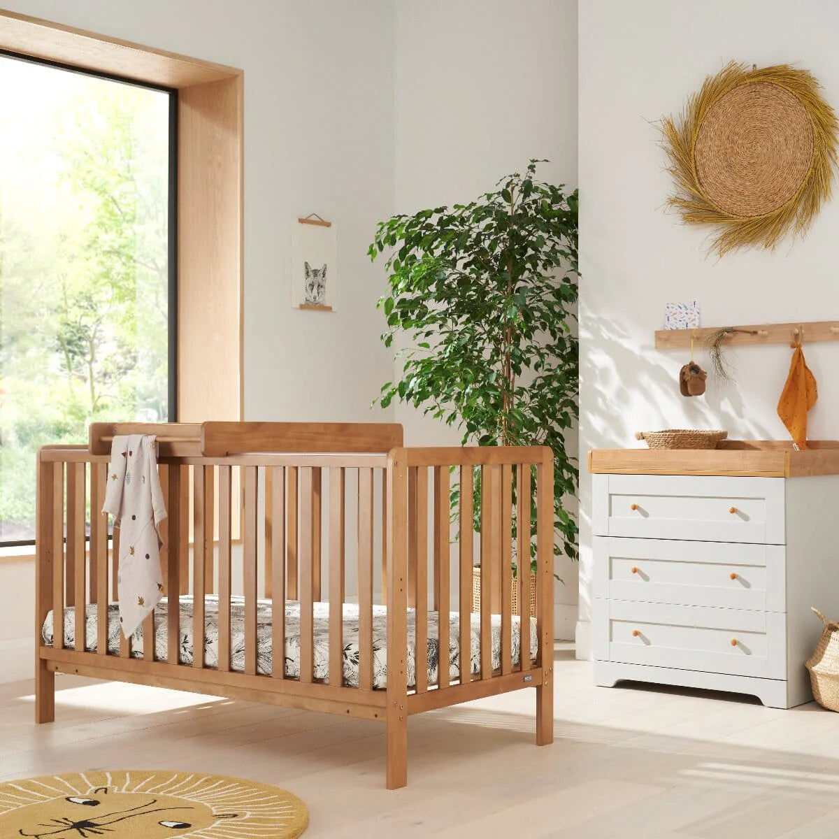 Tutti Bambini Rio 2 Piece Nursery Furniture Set with Malmo Cot Bed - Dove Grey & Honey Oak