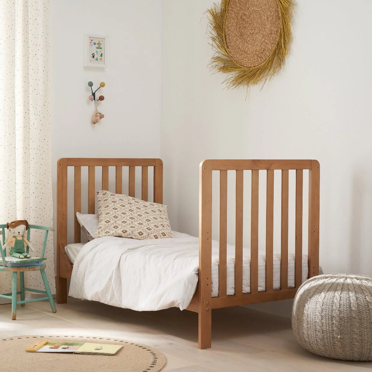 Tutti Bambini Rio 3 Piece Nursery Furniture Set with Malmo Cot Bed - Dove Grey & Honey Oak