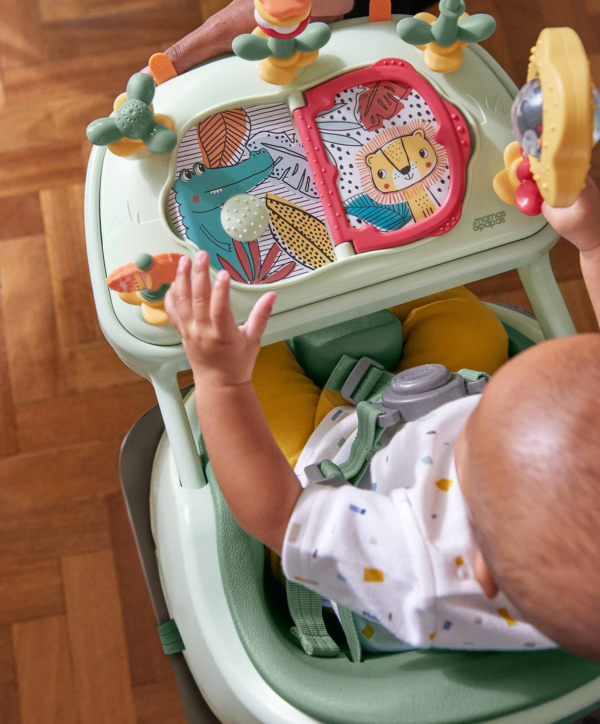 Mamas & Papas Baby Bug 3-in-1 Floor & Booster Seat with Activity Tray - Eucalyptus Green