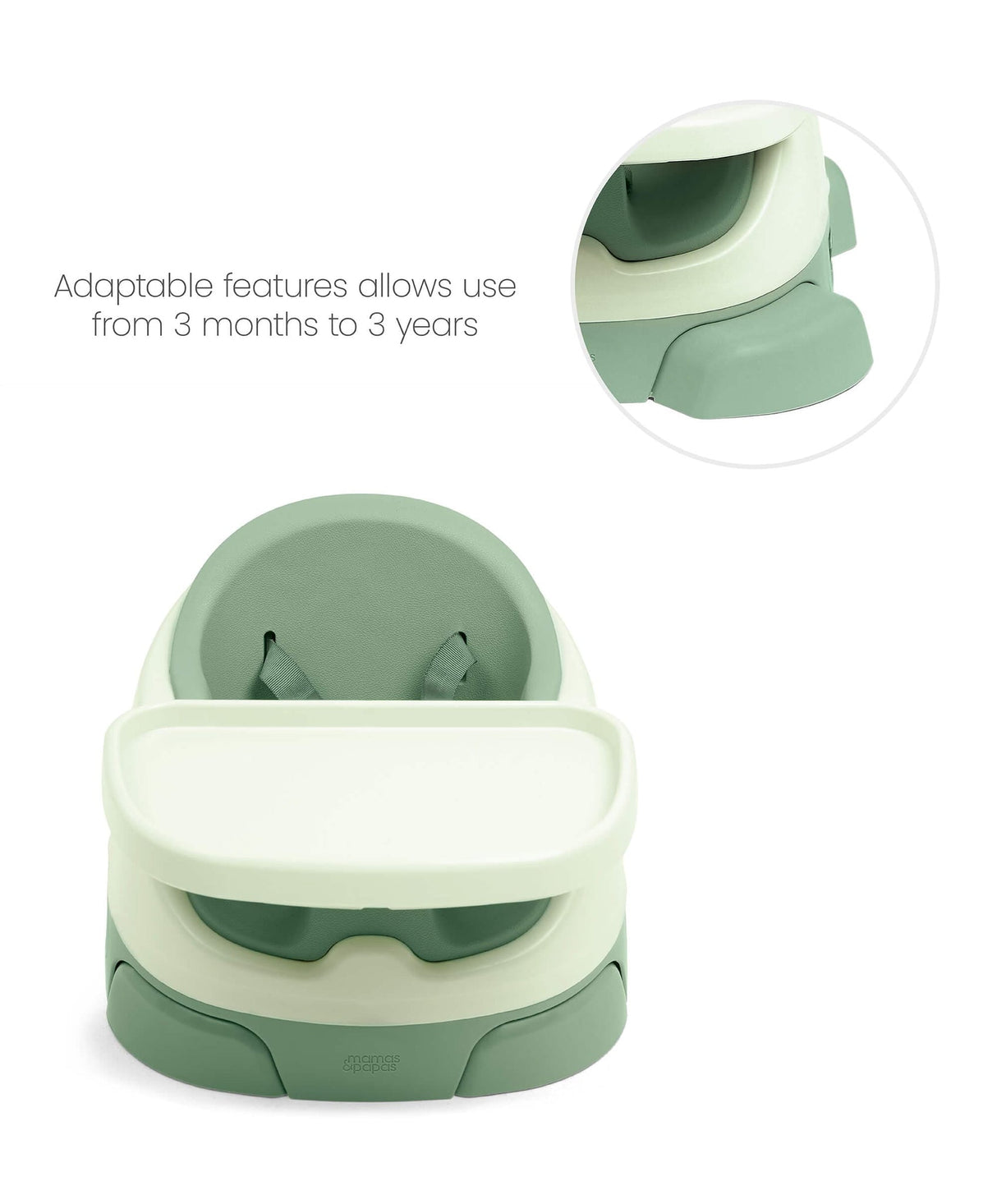 Mamas & Papas Baby Bug 3-in-1 Floor & Booster Seat with Activity Tray - Eucalyptus Green