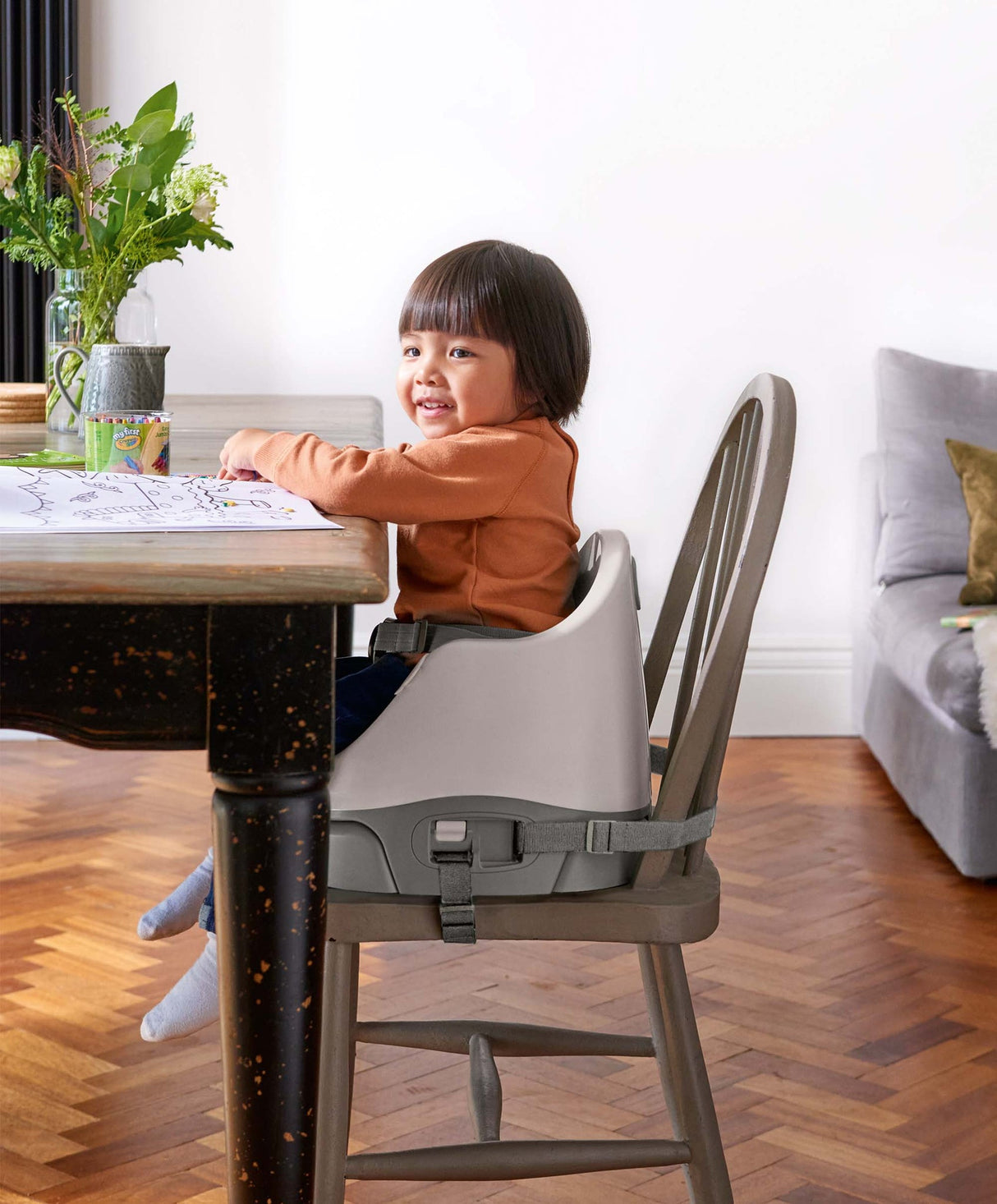 Mamas & Papas Baby Bug 3-in-1 Floor & Booster Seat with Activity Tray - Pebble Grey