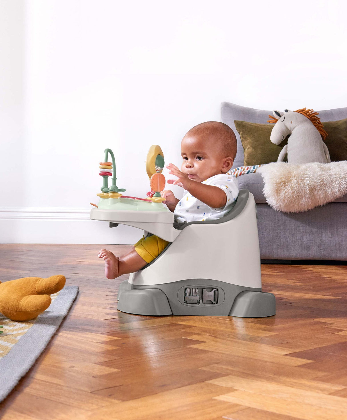 Mamas & Papas Baby Bug 3-in-1 Floor & Booster Seat with Activity Tray - Pebble Grey