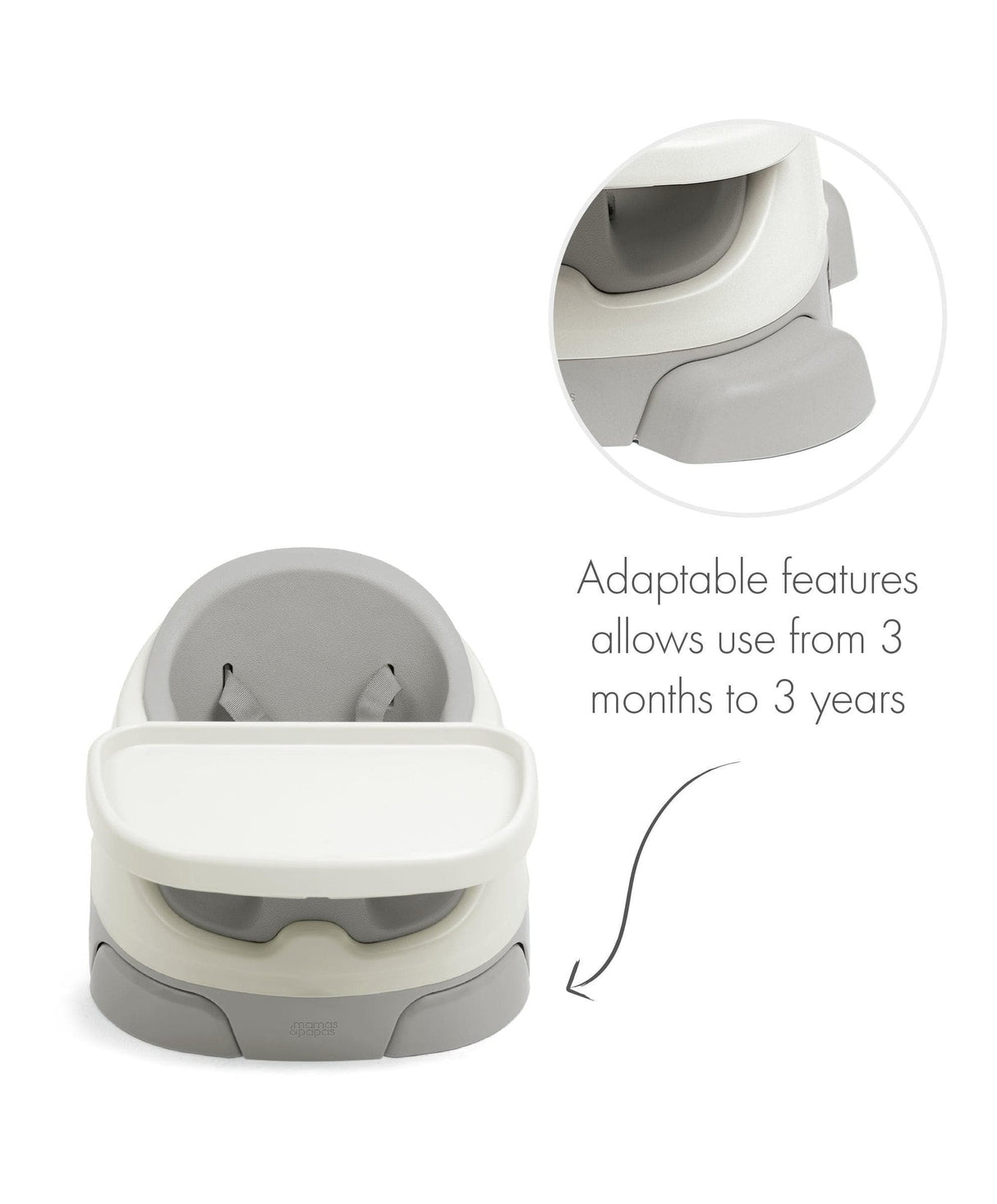 Mamas & Papas Baby Bug 3-in-1 Floor & Booster Seat with Activity Tray - Pebble Grey