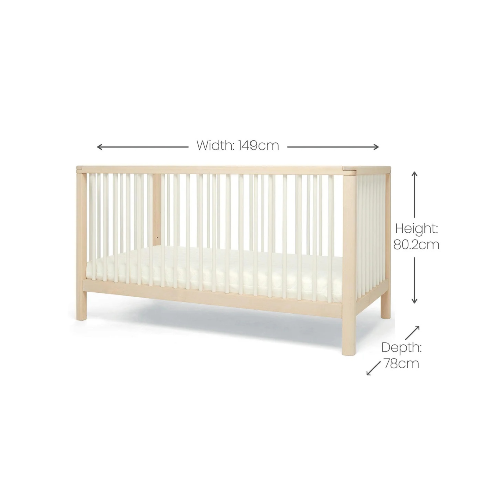 Mamas & Papas Solo Cot Bed - White / Natural