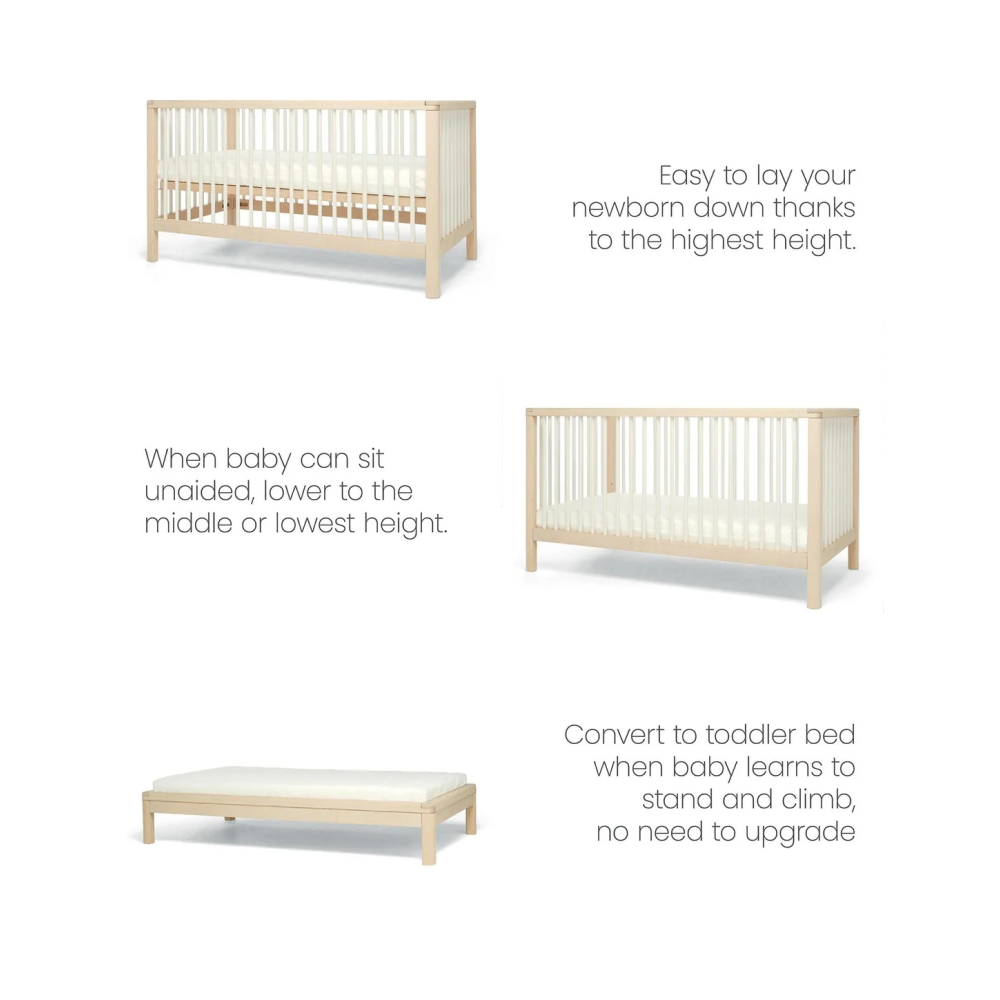 Mamas & Papas Solo Cot Bed - White / Natural