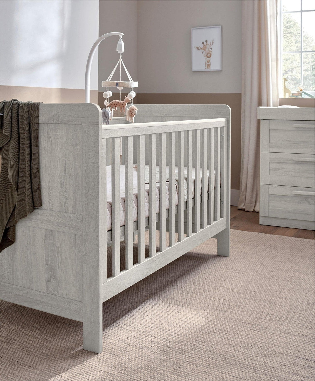 Mamas & Papas Atlas 2 Piece Nursery Furniture Set with Cot Bed & Dresser - Nimbus White