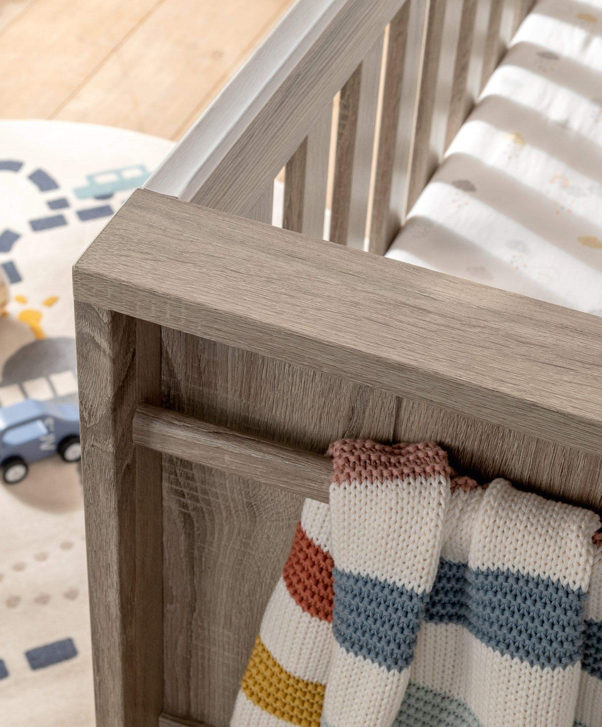 Mamas & Papas Franklin 3 Piece Nursery Furniture Set with Cot Bed, Dresser and Wardrobe - Grey Wash