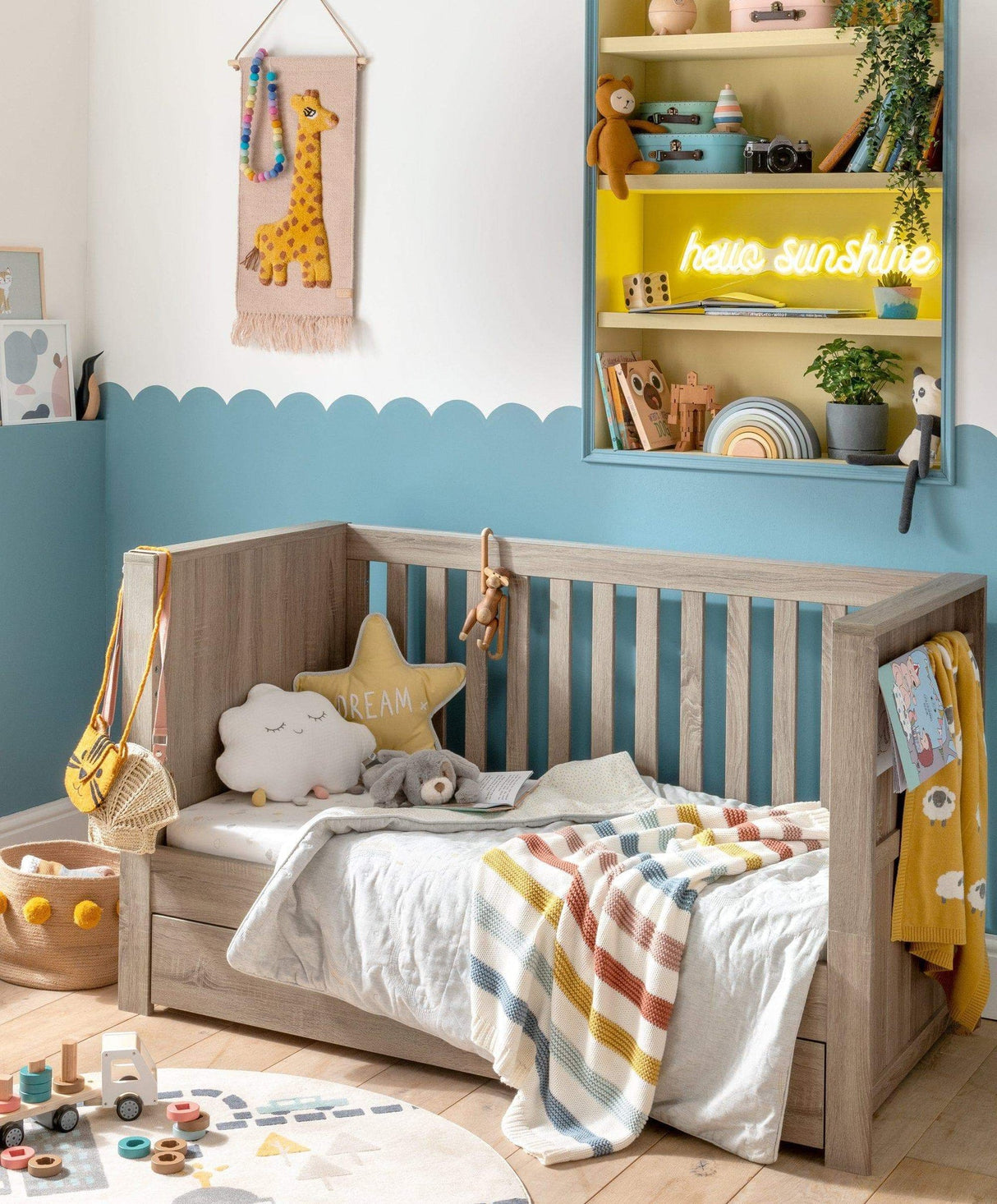 Mamas & Papas Franklin 3 Piece Nursery Furniture Set with Cot Bed, Dresser and Wardrobe - Grey Wash